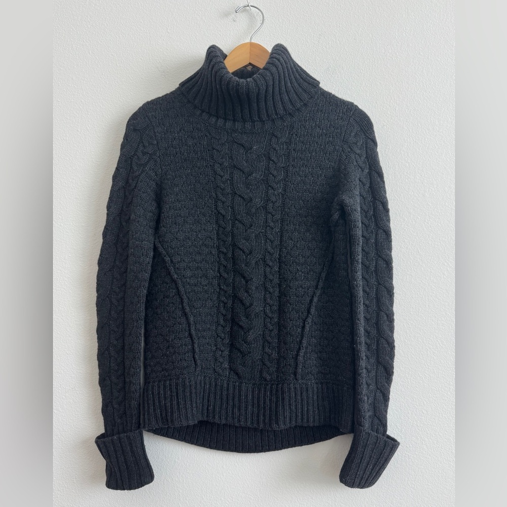 Veronica Beard Women's Long Sleeve Wool Cable Knit Sereia Sweater Charcoal Small - Picture 6 of 8